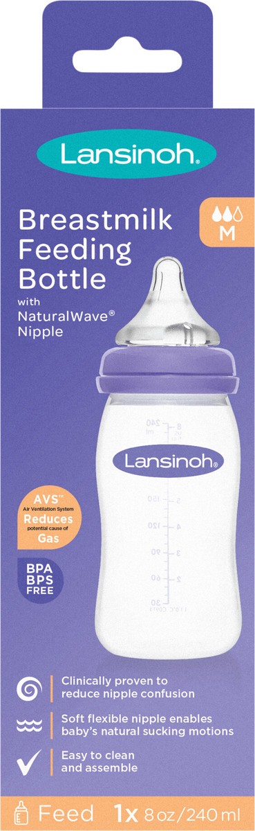 slide 6 of 10, Lansinoh Breastfeeding Bottle for Baby with NaturalWave Nipple, 8 oz., 1 ct