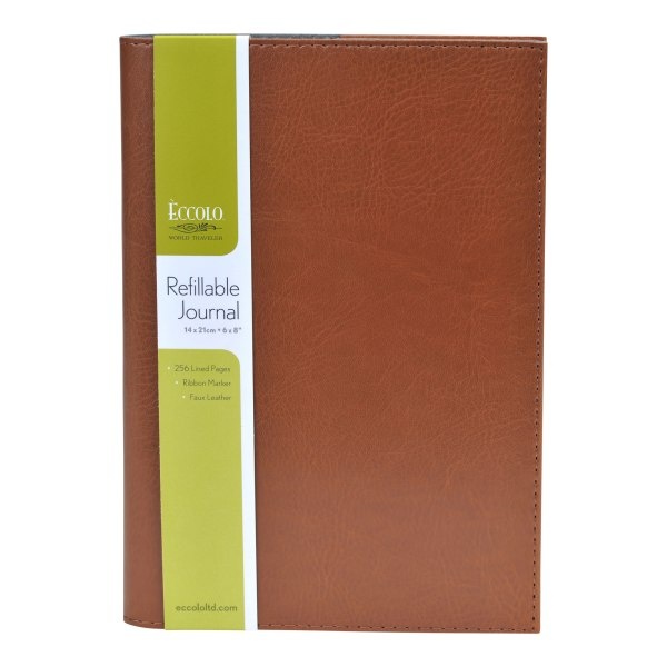 slide 1 of 1, Eccolo Refillable Simulated Leather Jacket Cover Journal, 6'' X 8'', Assorted, 1 ct