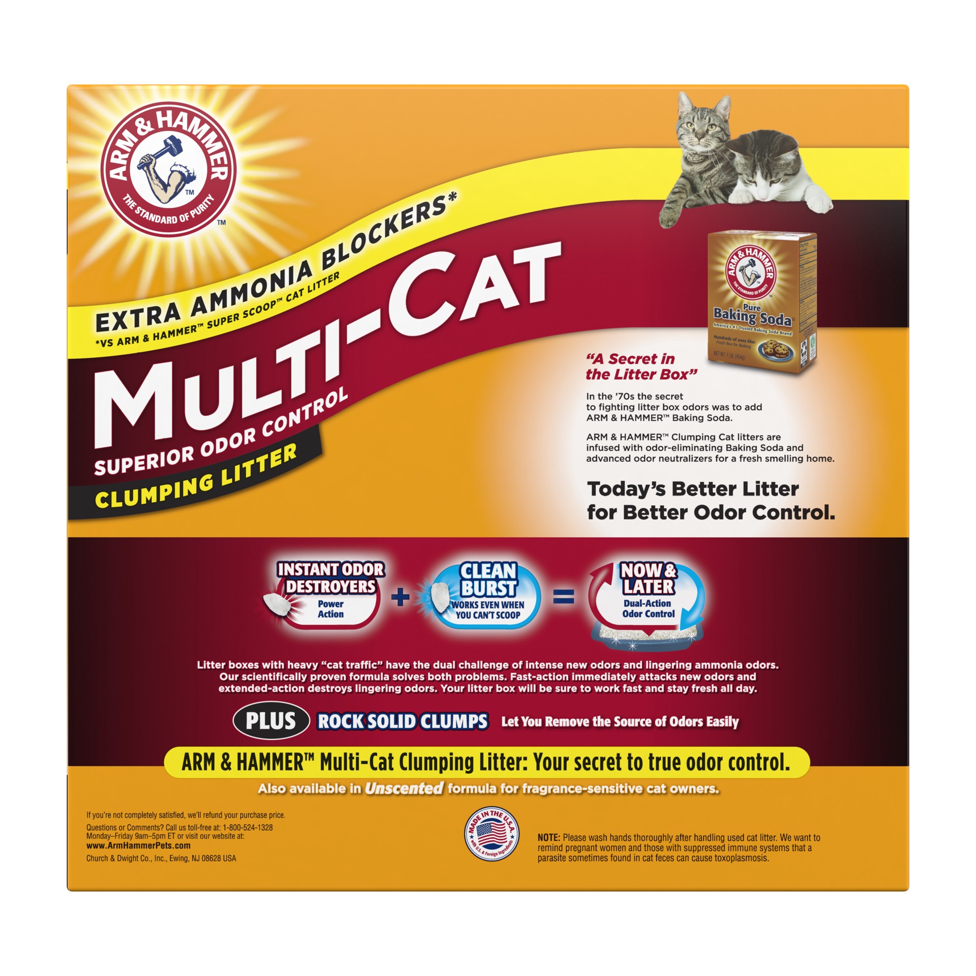 slide 2 of 5, ARM & HAMMER Multi-Cat Clumping Litter, Scented, 20 lb, 20 lb