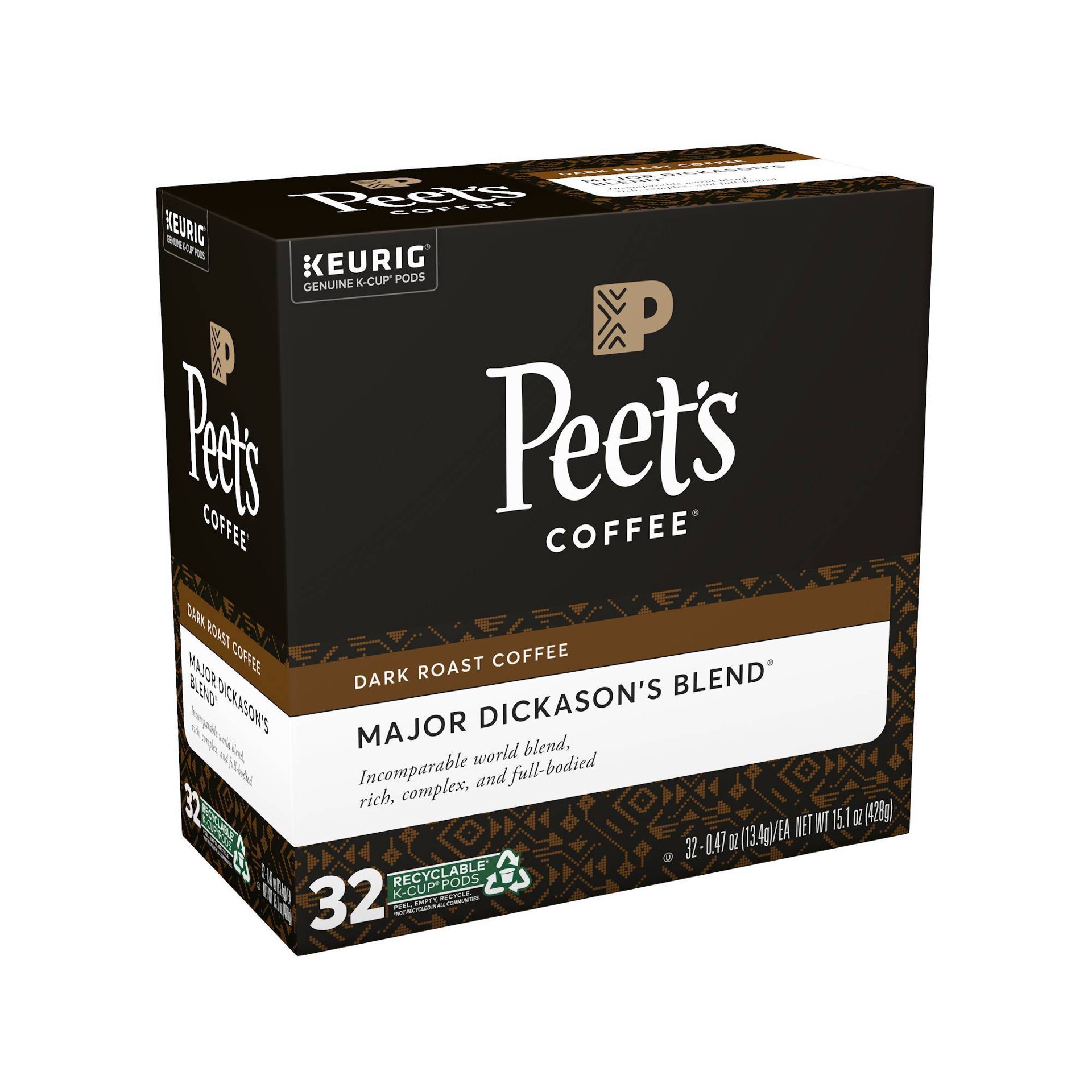 slide 1 of 4, Peet's Coffee Major Dickason's Blend Dark Roast K-Cups - 32 ct, 32 ct