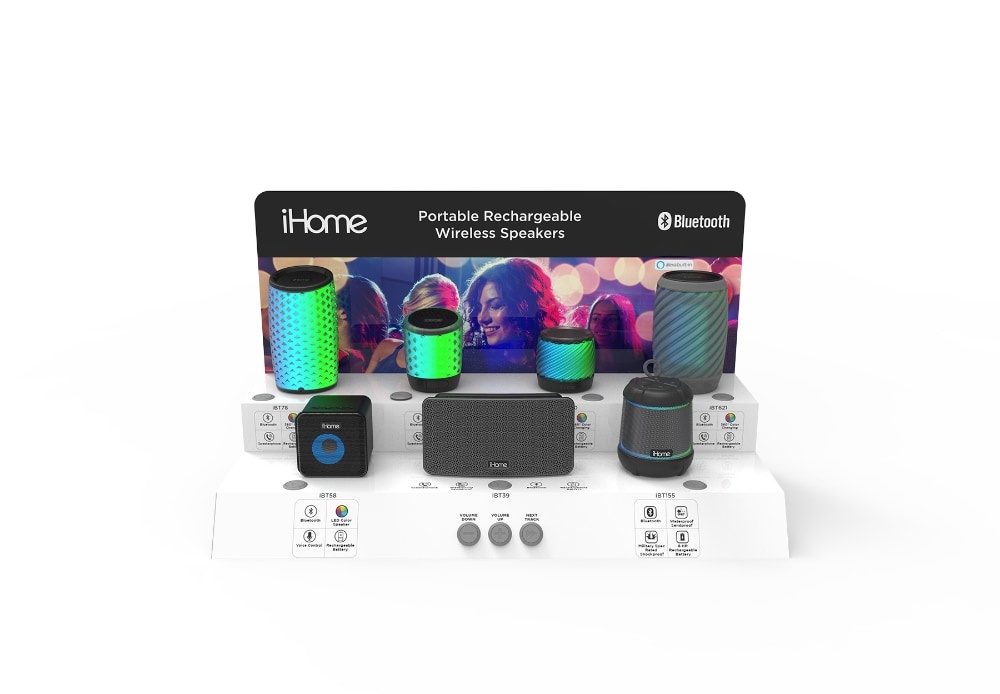 slide 1 of 1, iHome Portable Rechargeable Wireless Speakers Interactive Display, 24 in