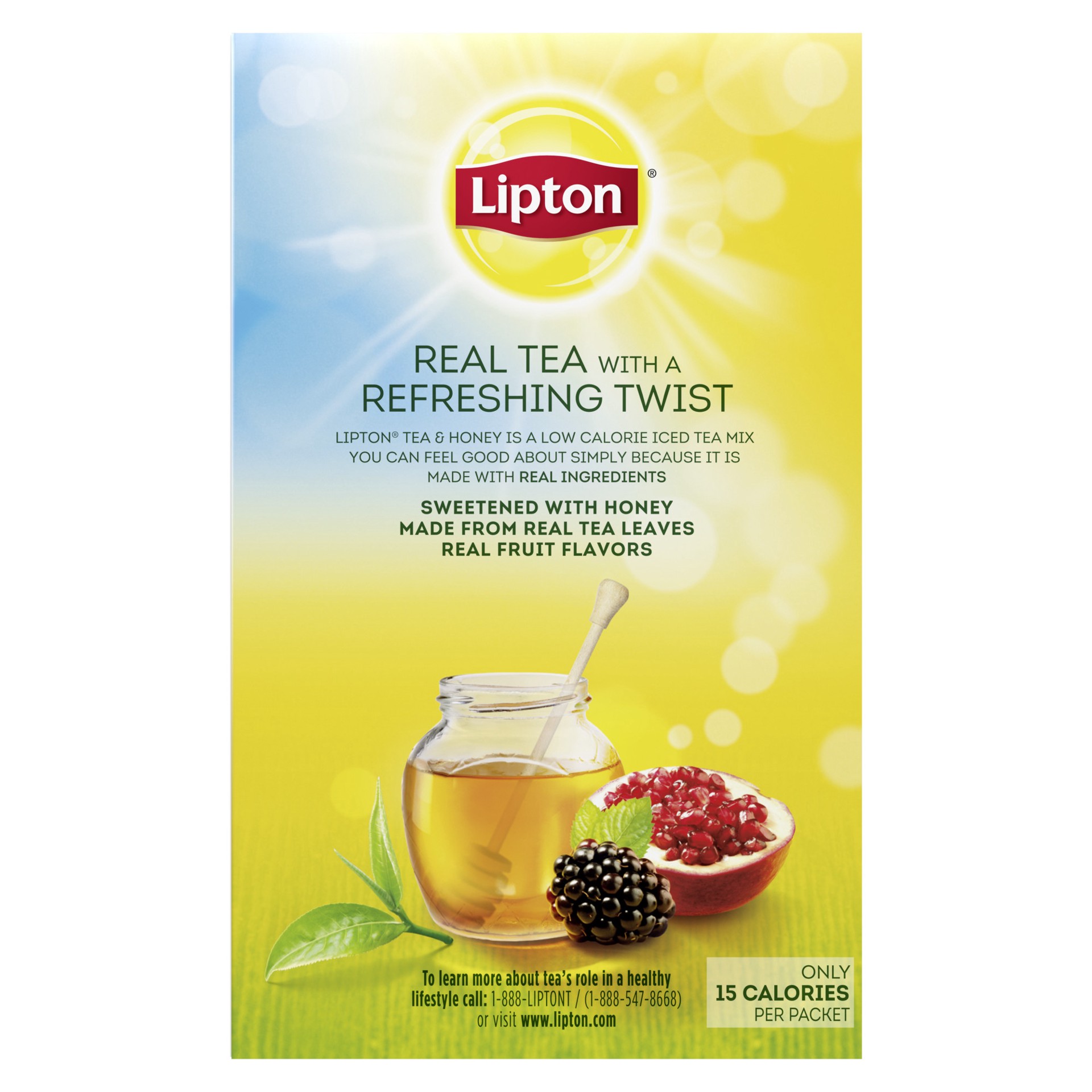 slide 4 of 6, Lipton Tea and Honey Iced Tea Packets Blackberry Pomegranate, 10 ct, 10 ct