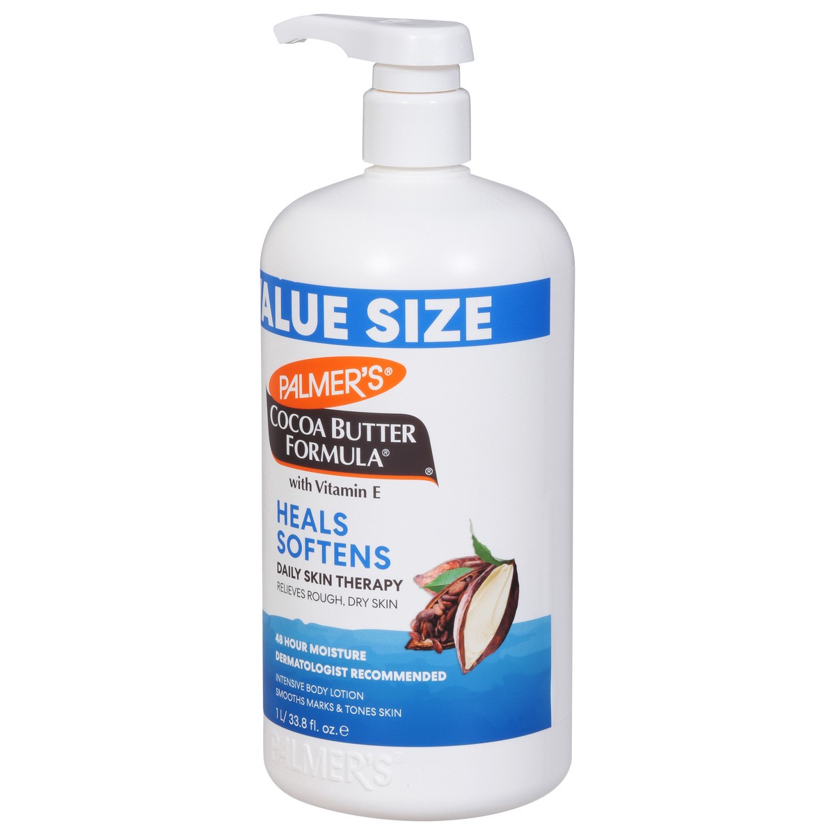 slide 2 of 9, Palmer's Value Size Cocoa Butter Formula Daily Skin Therapy Body Lotion Value Size 33.8 fl oz, 1 liter