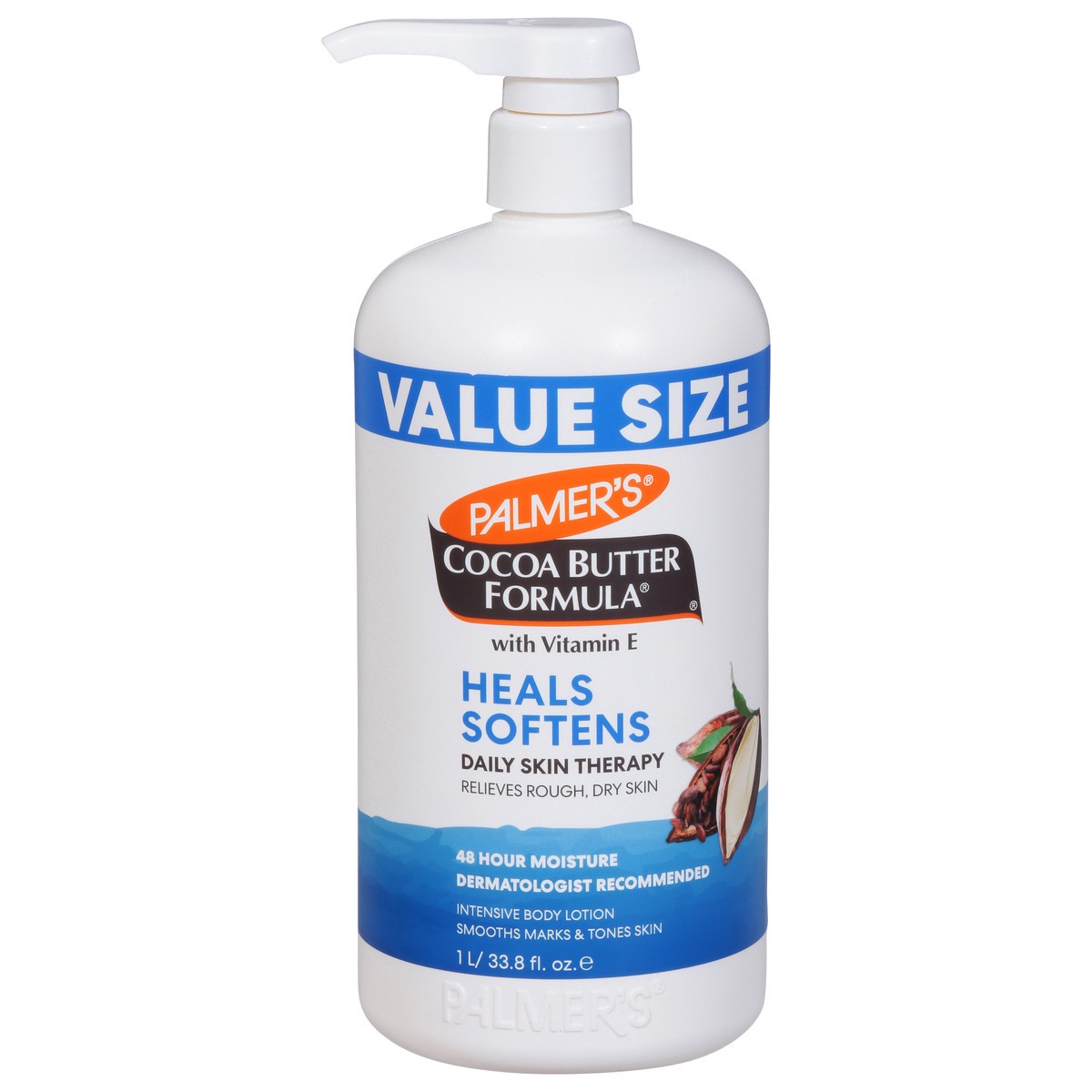 slide 1 of 9, Palmer's Value Size Cocoa Butter Formula Daily Skin Therapy Body Lotion Value Size 33.8 fl oz, 1 liter