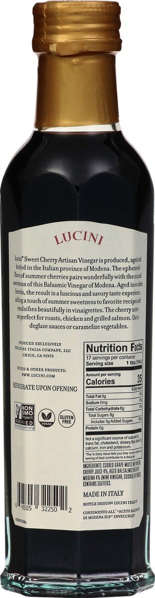 slide 9 of 9, Lucini Italia Sweet Cherry Artisan Vinegar 8.5 fl oz, 8.5 fl oz