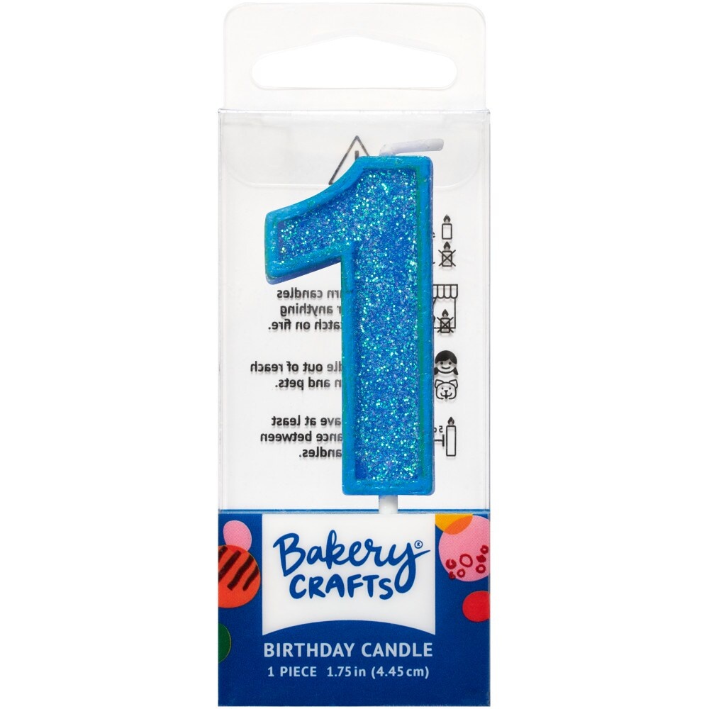 slide 1 of 1, DecoPac One Birthday Candle Cake Decoration - Blue, 1.75 in