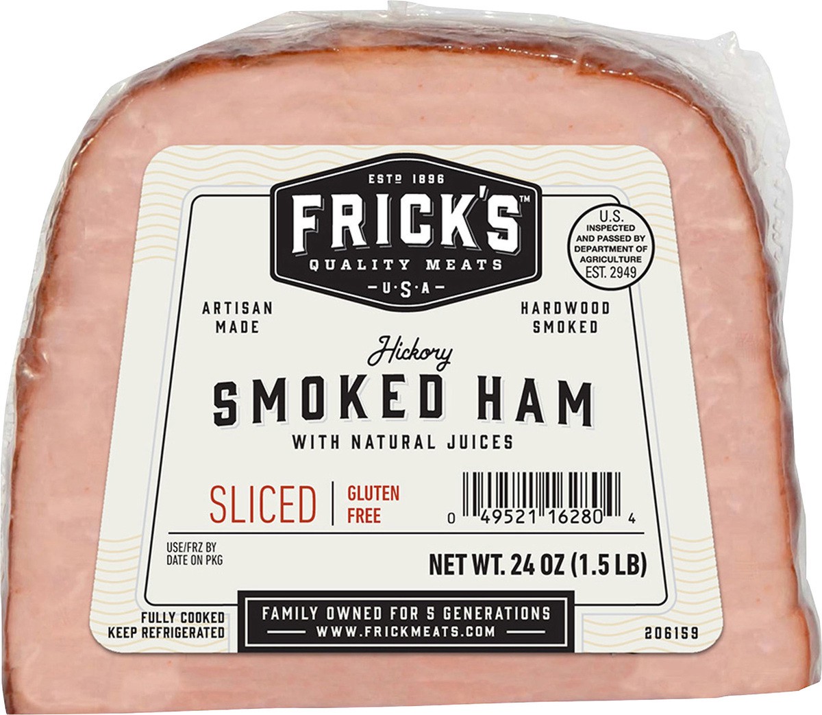 slide 3 of 4, Frick's Ham, Boneless Quarter, Hickory, Sliced, 24 oz