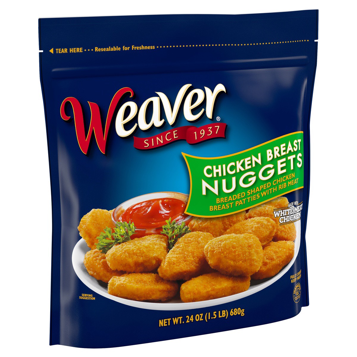 slide 5 of 7, Weaver Chicken Breast Nuggets, 1.5 lb. (Frozen), 680.39 g