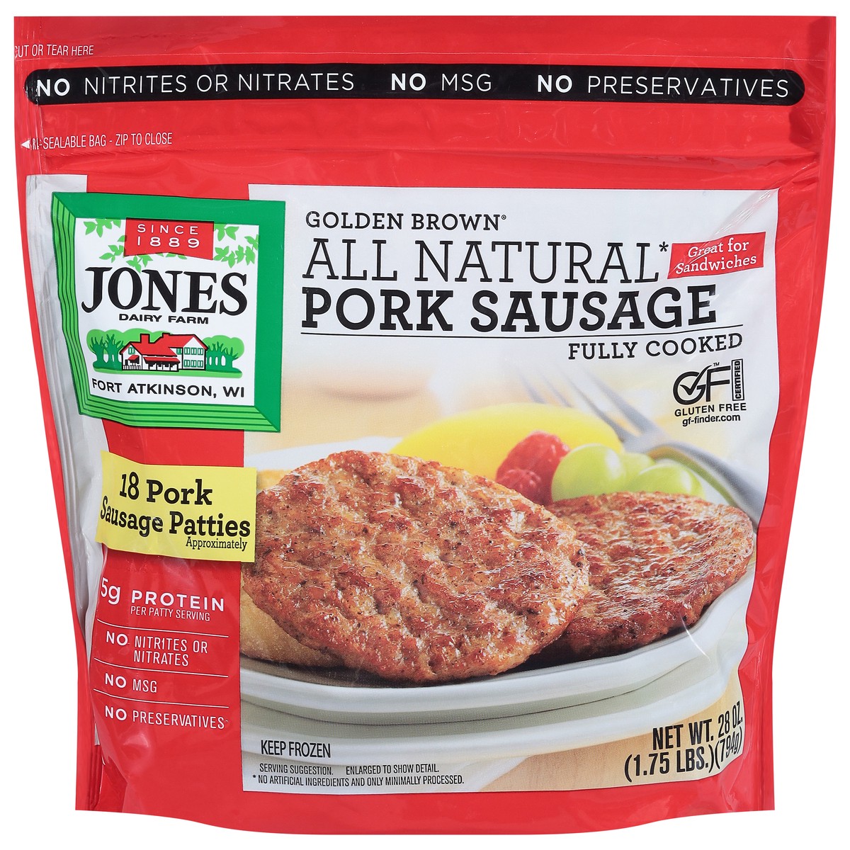 slide 1 of 9, Jones Dairy Farm Golden Brown Pork Sausage Patties 18 ea, 18 ct