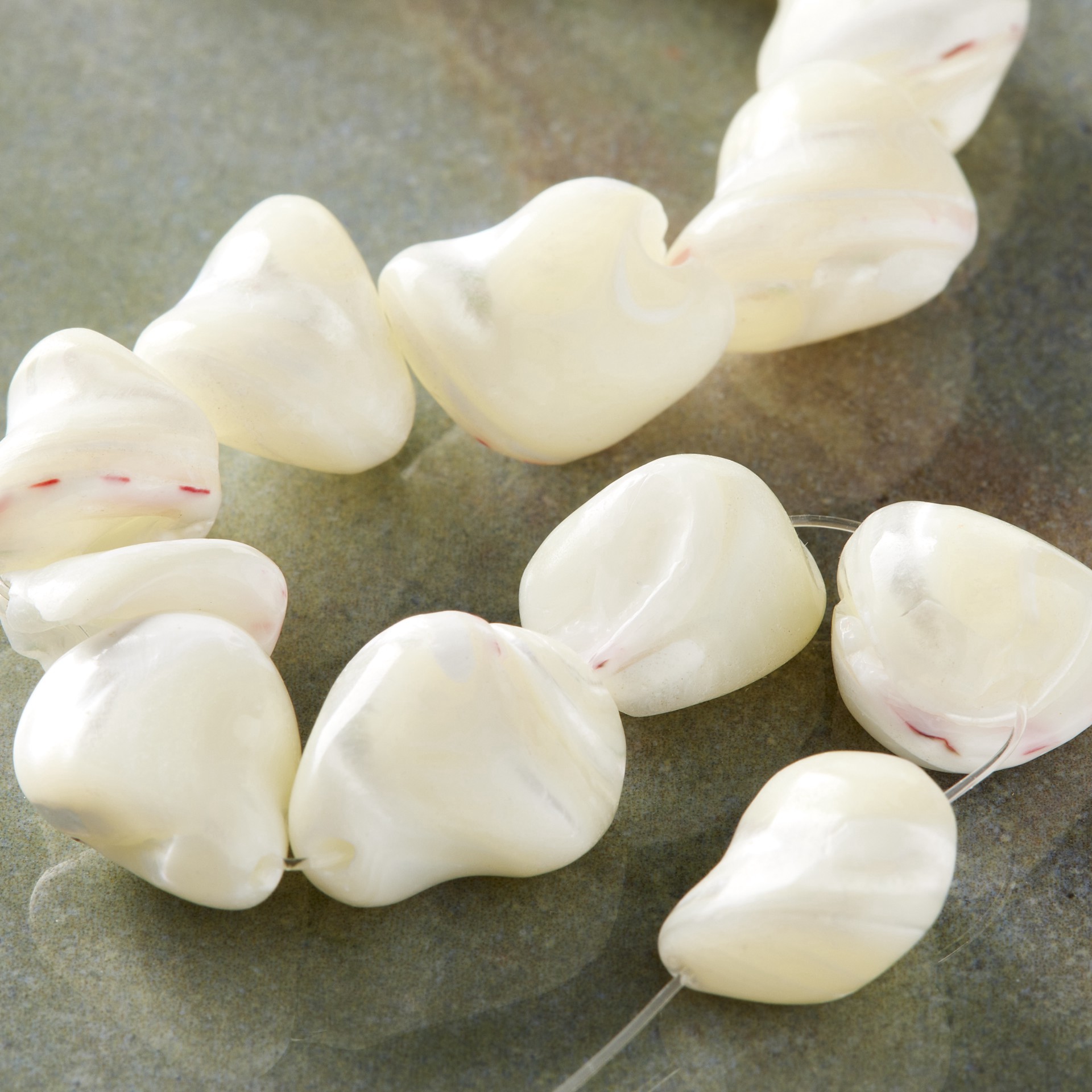 slide 2 of 3, Natural White Mother Of Pearl Swirl Beads, 7mm By Bead Landing, 7mm
