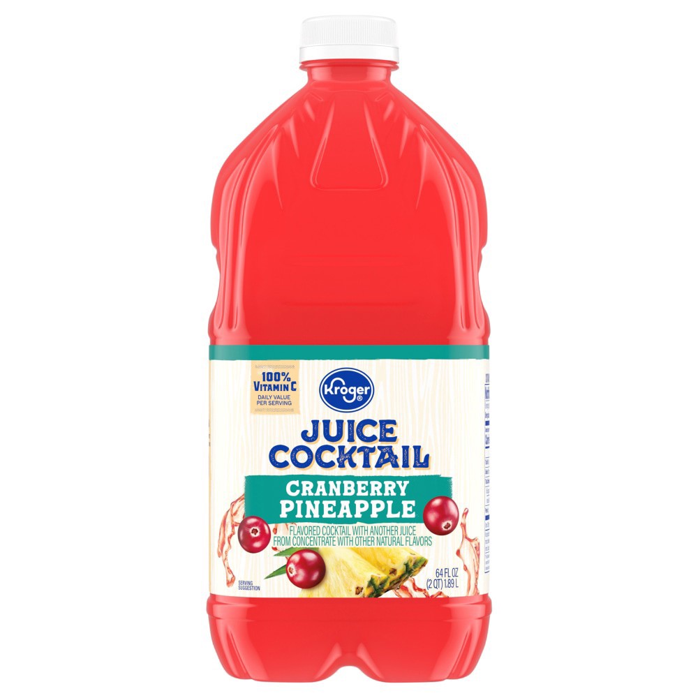 slide 1 of 1, Kroger® Cranberry Pineapple Cocktail Juice Bottle, 64 fl oz