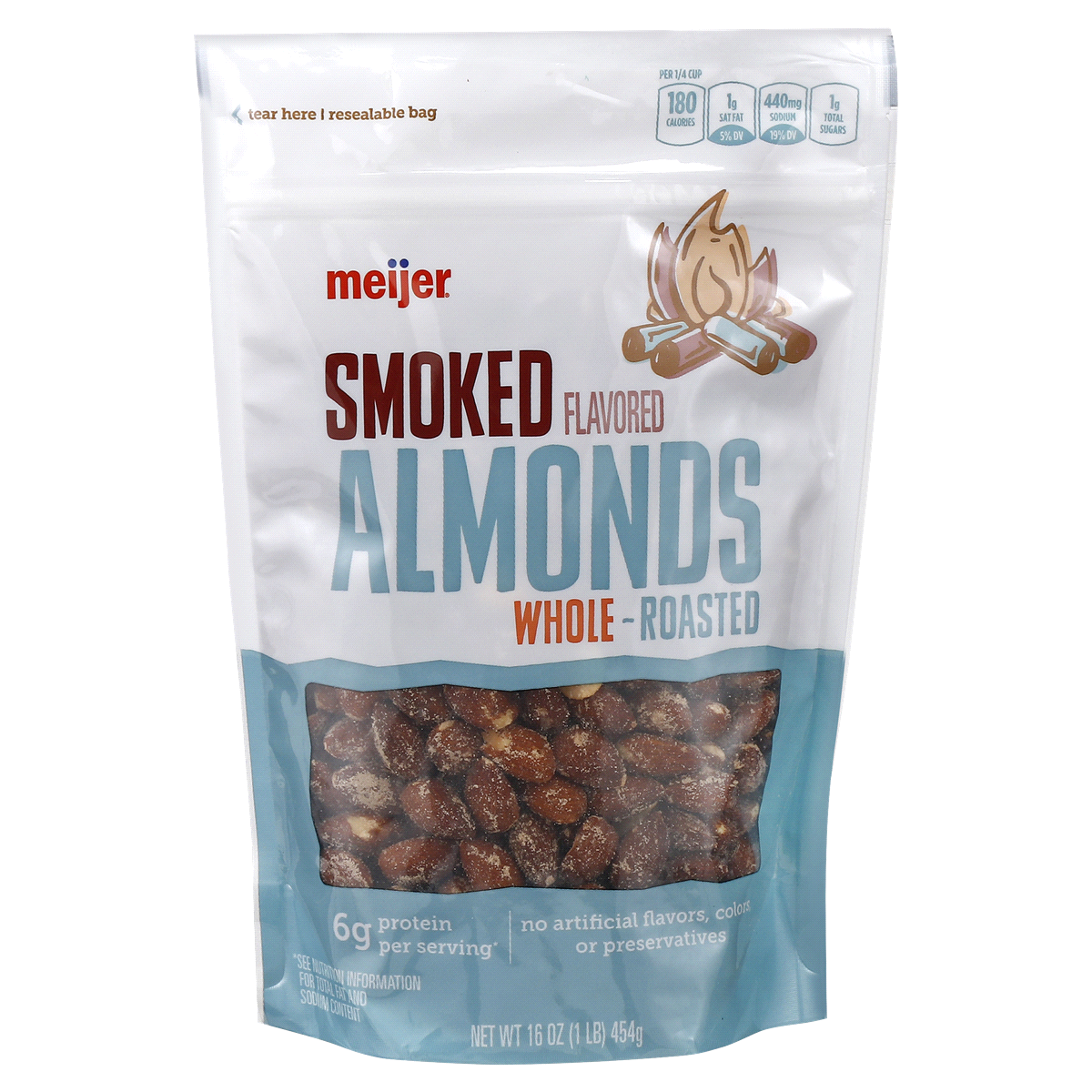 slide 1 of 5, Meijer Smoked Whole Almonds, 16 oz