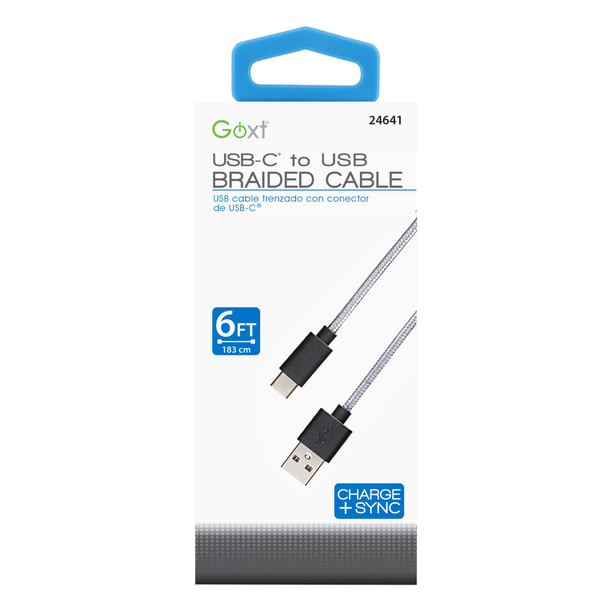 slide 1 of 1, Goxt 6Ft Gray Braided Usb To Usb-C Cable, 6 ft