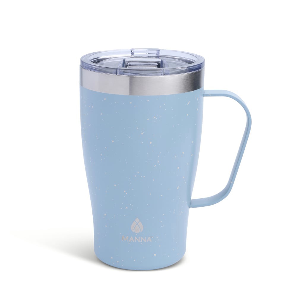 slide 2 of 4, Manna Cozy Stainless Steel Coffee Mug - Blue Splatter, 18 oz