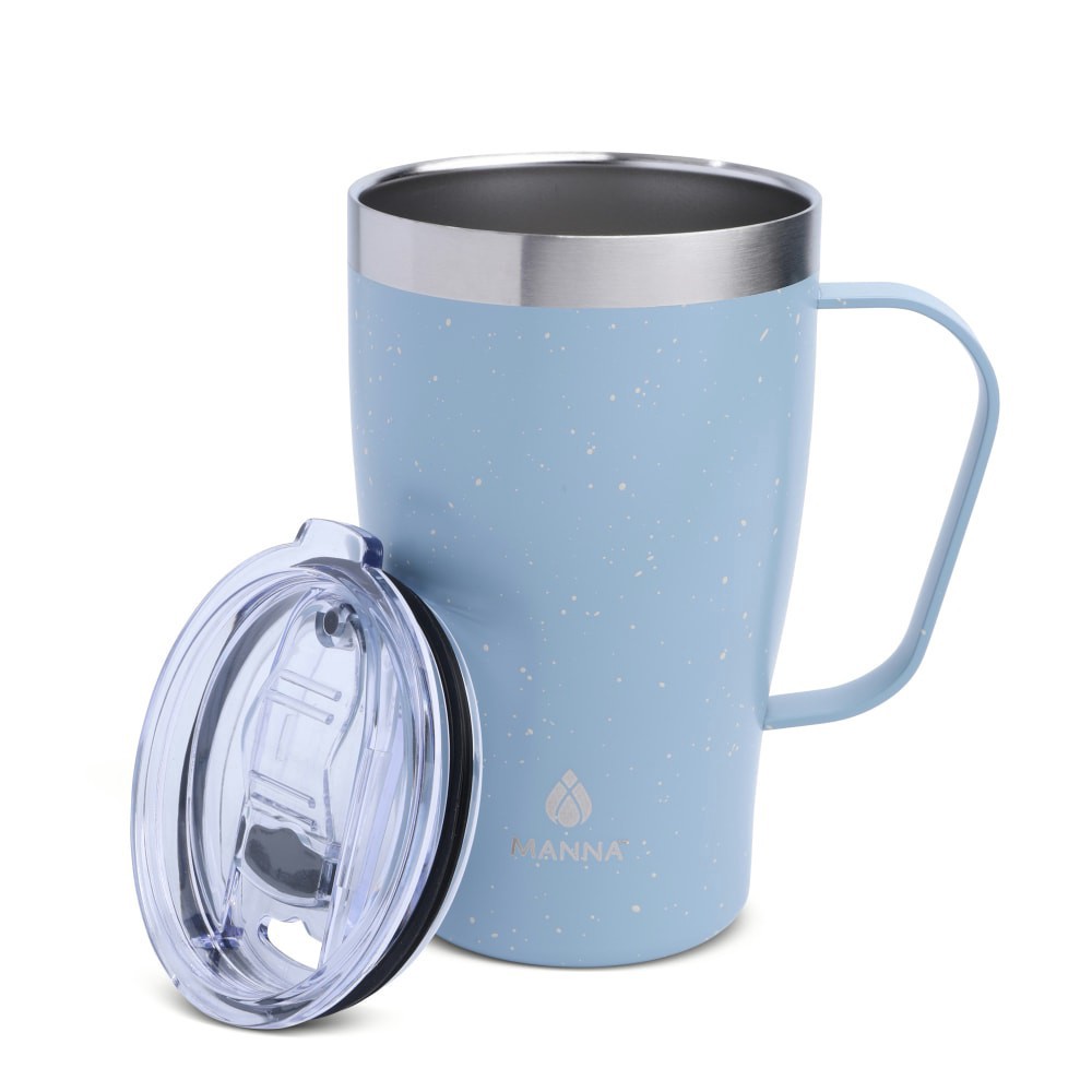 slide 3 of 4, Manna Cozy Stainless Steel Coffee Mug - Blue Splatter, 18 oz