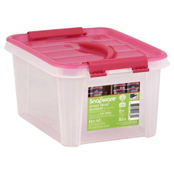 slide 1 of 1, Snapware Smart Store 5.7-Quart Multipurpose Storage Box - Cerise/Clear, 5.7 qt