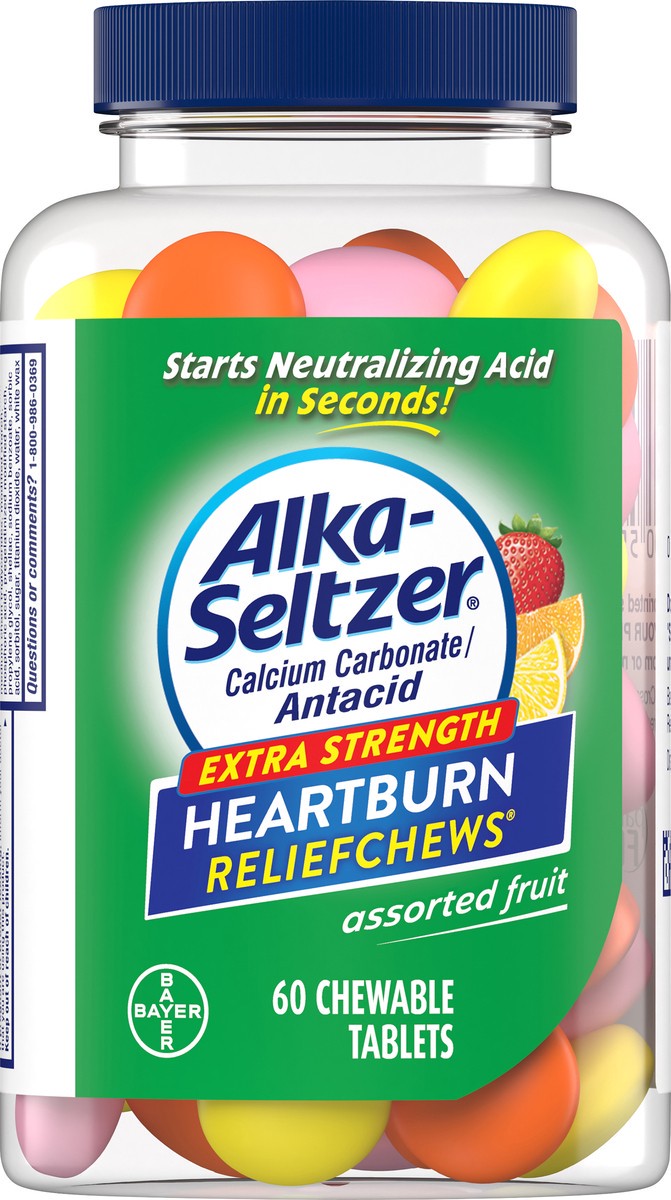 slide 1 of 8, Alka-Seltzer Antacid Fruit Chews, 60 ct