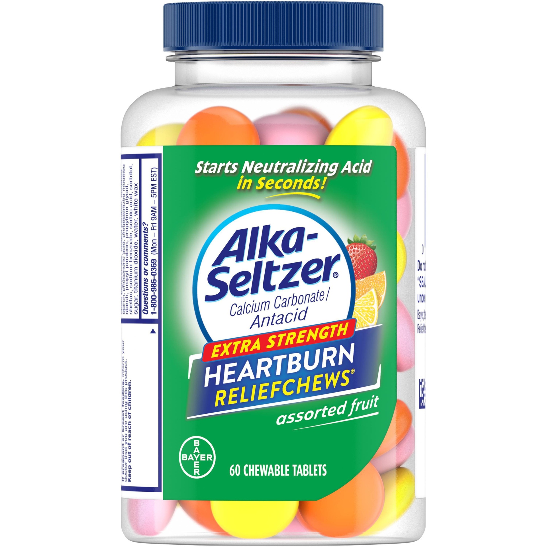 slide 1 of 2, Alka-Seltzer Heartburn Relief Assorted Fruit Chewable, 60 ct