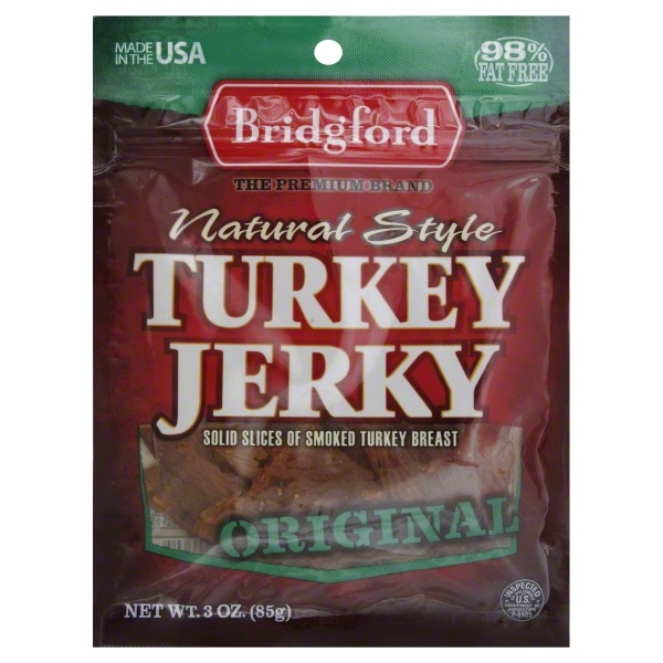 slide 1 of 1, Bridgford Natural Style Original Turkey Jerky, 3 oz