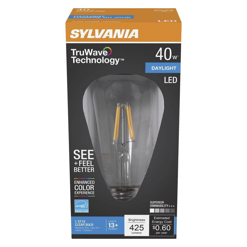 slide 1 of 1, Sylvania TruWave 40 Watt ST19 Daylight LED Light Bulb, 1 ct