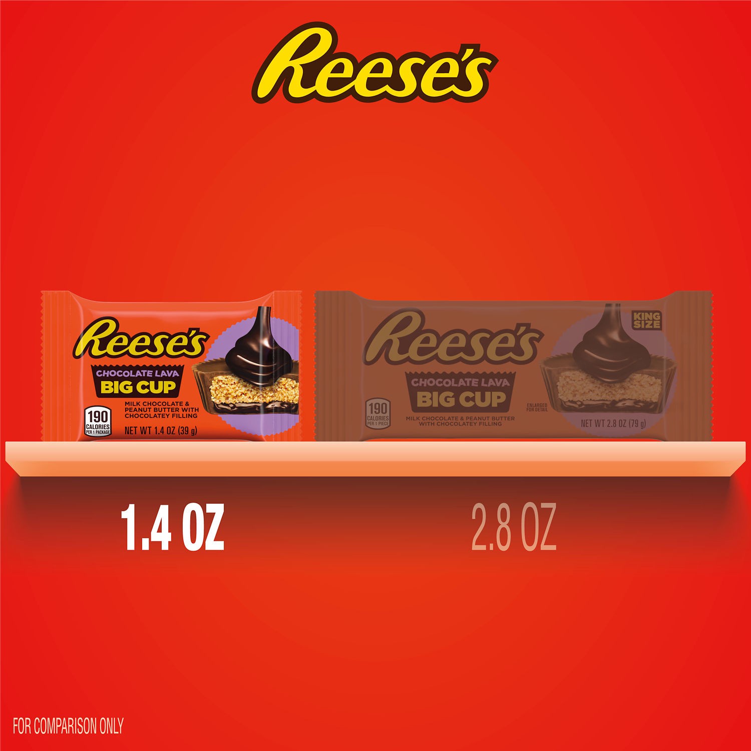 slide 3 of 9, Reese's Big Cup Chocolate Lava Milk Chocolate Peanut Butter Cups, Candy Packs, 1.4 oz (16 Count), 1.4 oz