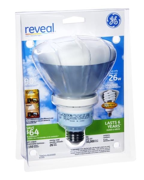 slide 1 of 1, GE Reveal 90W Equivalent BR40 Compact Fluorescent Flood Light Bulb, 1 ct