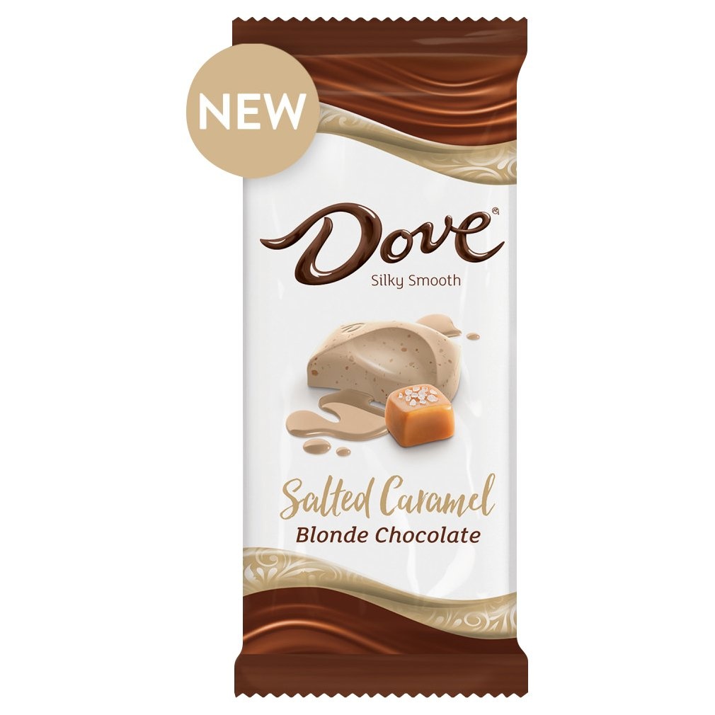 slide 1 of 2, Dove Salted Caramel Blonde Chocolate Bar, 3.3 oz