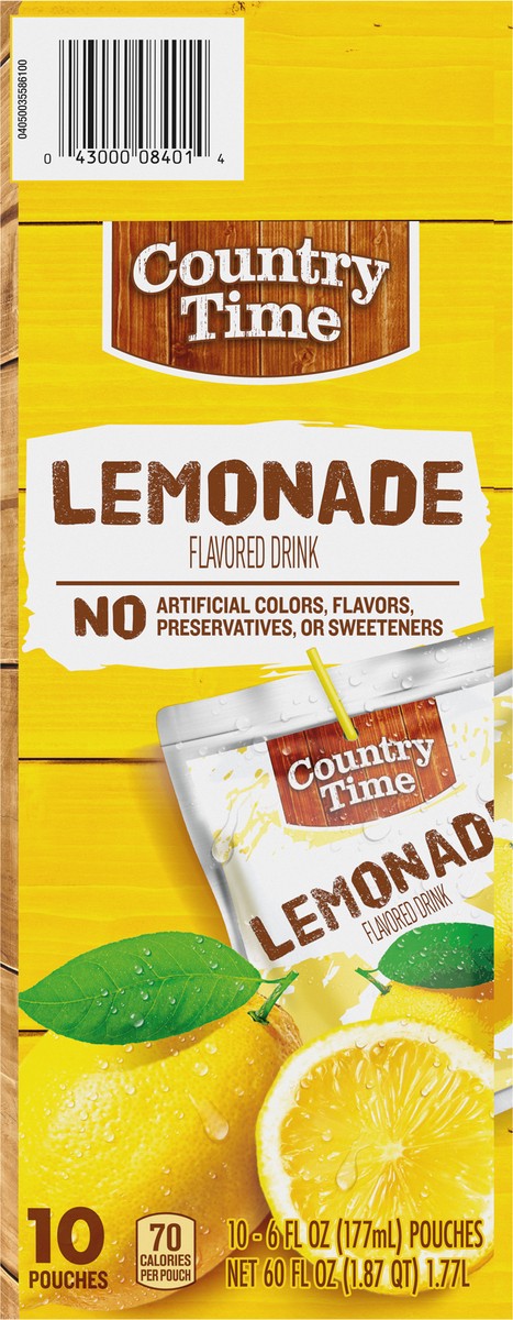 slide 9 of 9, Country Time Lemonade Ready to Drink Flavored Drink Pouches, 10 ct Box, 6 fl oz Pouches, 60 fl oz