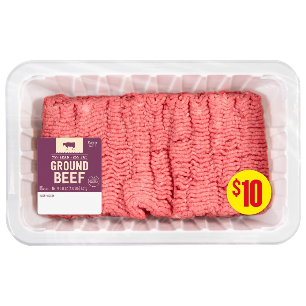 slide 1 of 2, Kroger® 75% Lean 25% Fat Ground Beef Tray, 2.25 lb