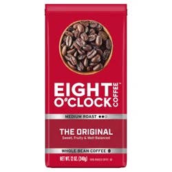 Eight O'Clock Coffee Medium Roast Whole Bean The Original Coffee 12 oz