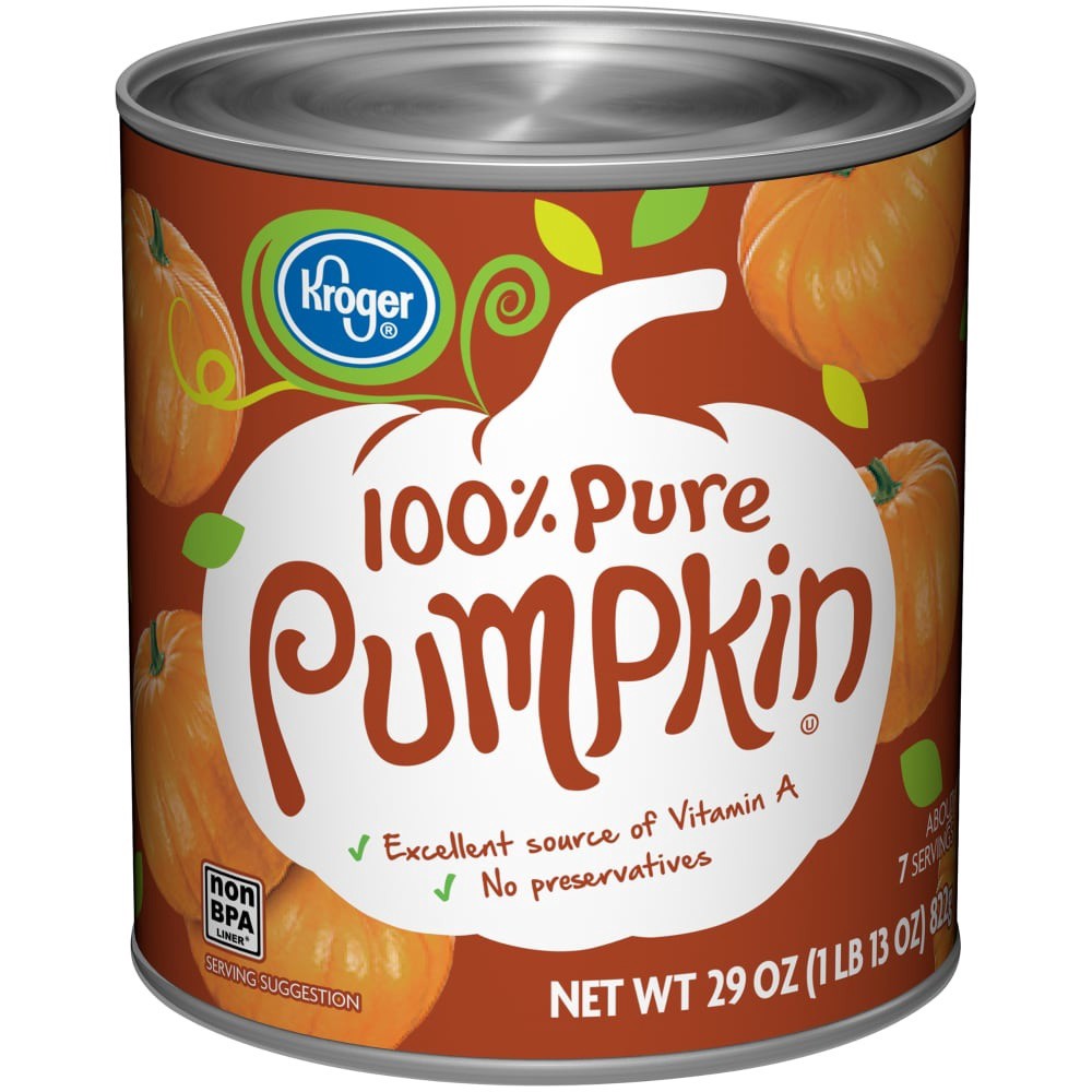 slide 1 of 4, Kroger 100m% Pure Pumpkin, 29 oz