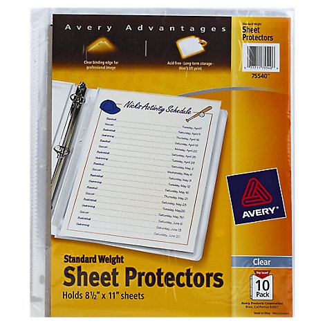 slide 1 of 1, Avery Clear Sheet Protectors - Each, 1 ct