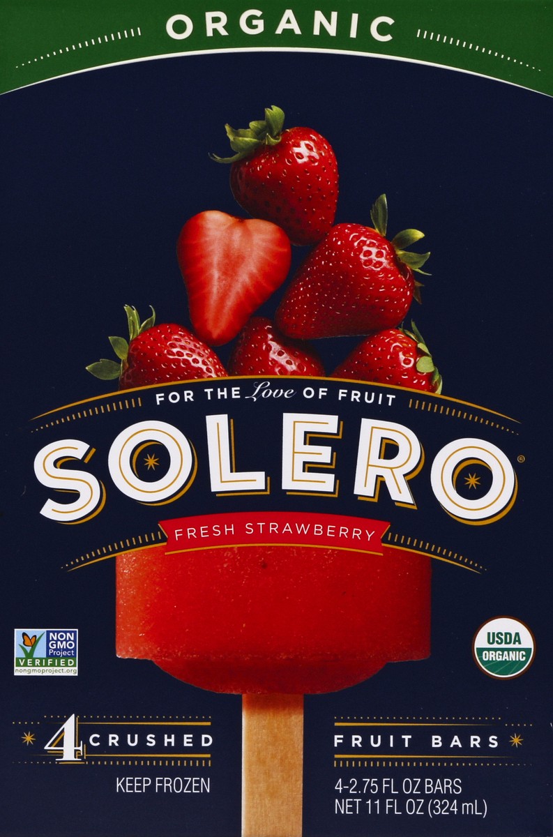 slide 4 of 4, Solero Fruit Bars, Organic, Fresh Strawberry, Crushed, 4 ct