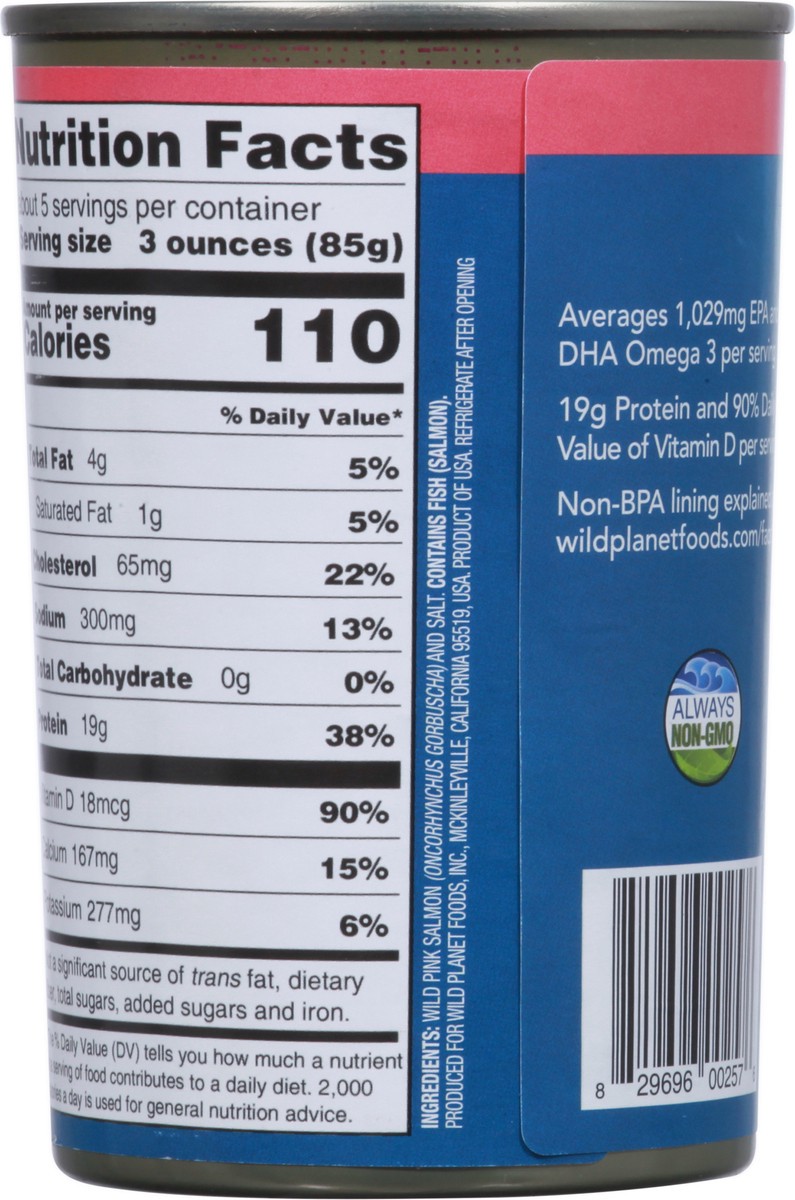 slide 2 of 9, Wild Planet Wild Pink Salmon with Skin & Bones 14.75 oz, 14.75 oz
