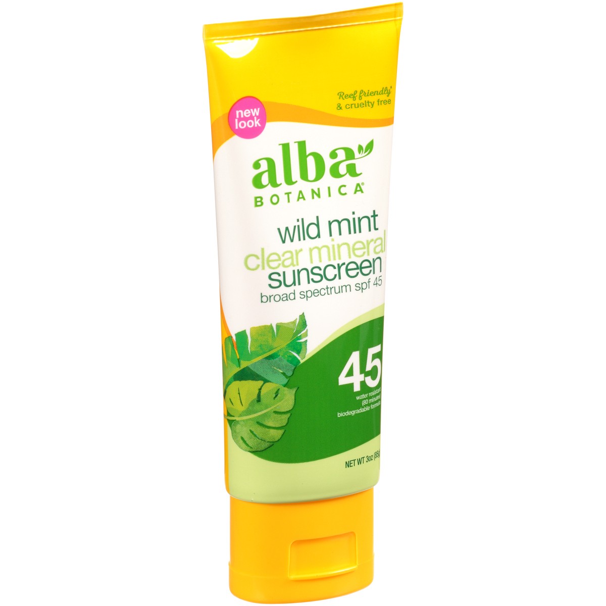 slide 9 of 9, Alba Botanica Wild Mint Broad Spectrum SPF 45 Clear Mineral Sunscreen Lotion 3 oz. Tube, 3 oz