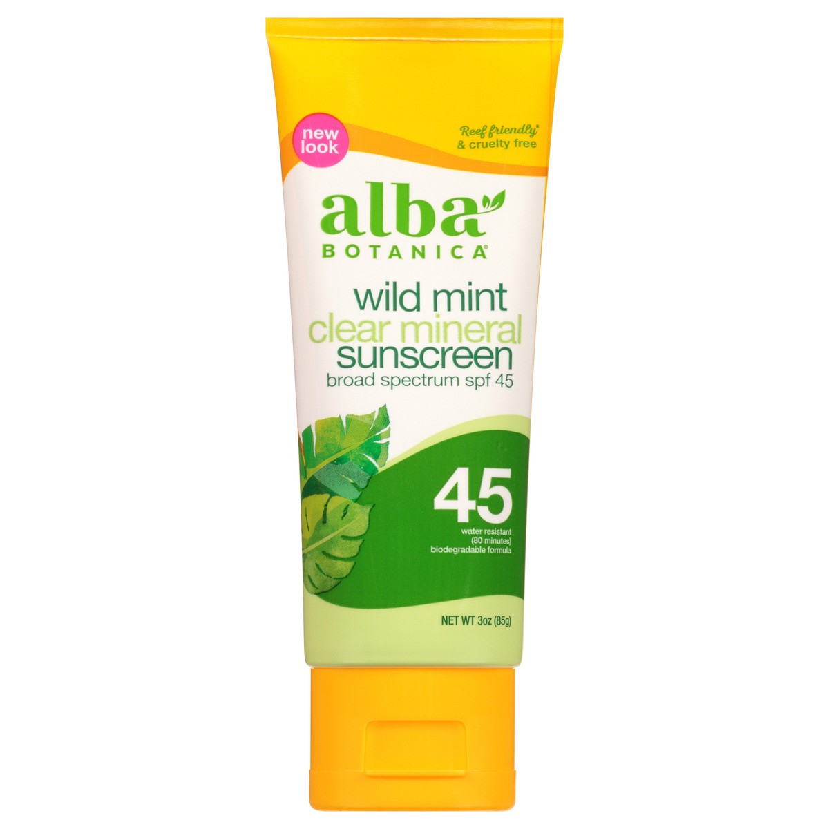 slide 8 of 9, Alba Botanica Wild Mint Broad Spectrum SPF 45 Clear Mineral Sunscreen Lotion 3 oz. Tube, 3 oz