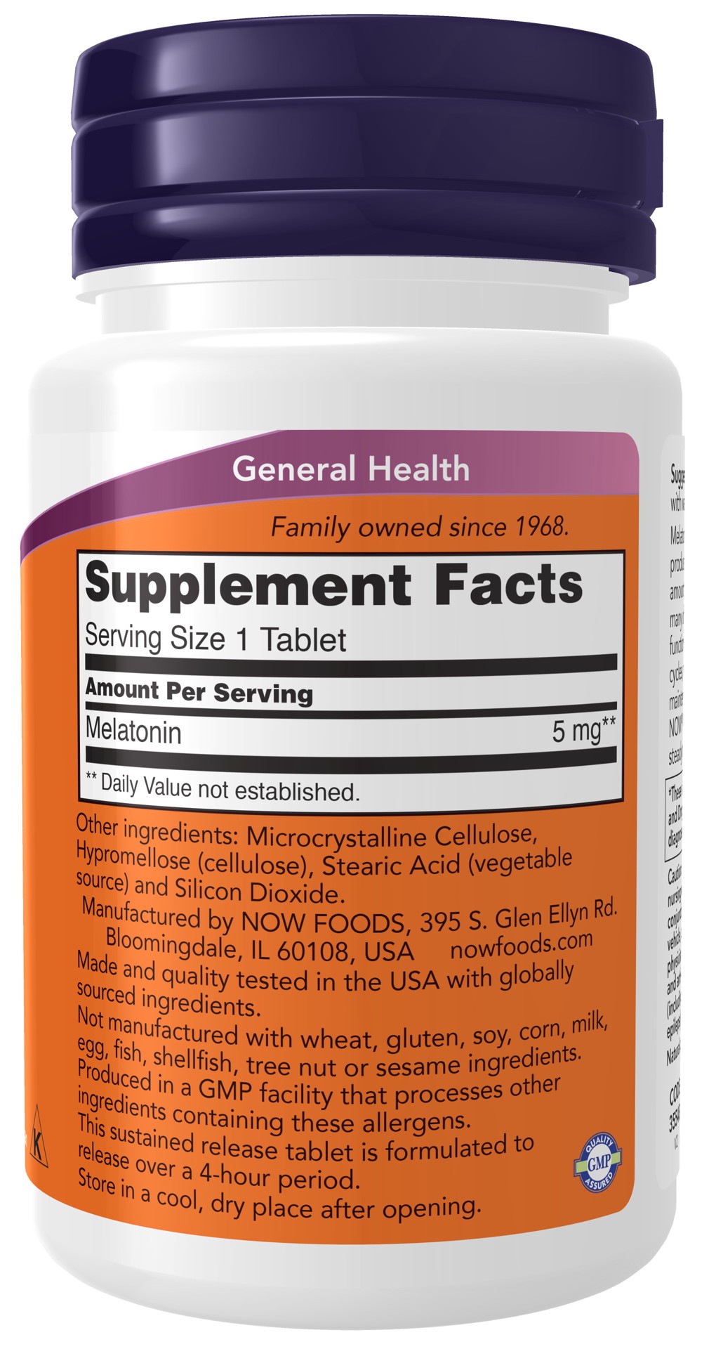 slide 3 of 4, NOW Melatonin 5 mg Sustained Release - 120 Tablets, 120 ct