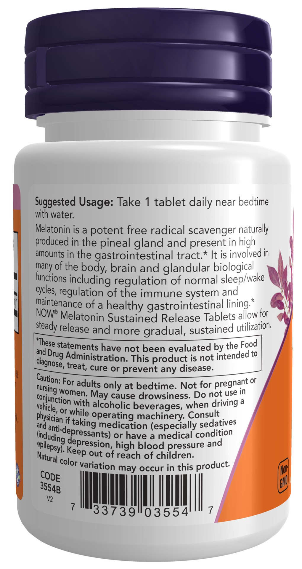 slide 4 of 4, NOW Melatonin 5 mg Sustained Release - 120 Tablets, 120 ct