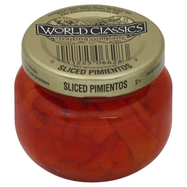 slide 1 of 1, World Classics Trading Company Sliced Pimientos, 4 oz