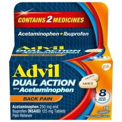 Advil Dual Action Back Pain Caplets, 8 Hours of Back Pain Relief - 18 Ct