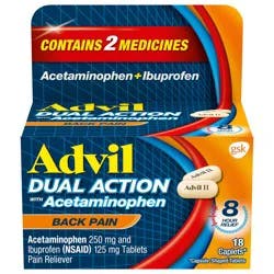 Advil Dual Action Back Pain Caplets, 8 Hours of Back Pain Relief - 18 Ct
