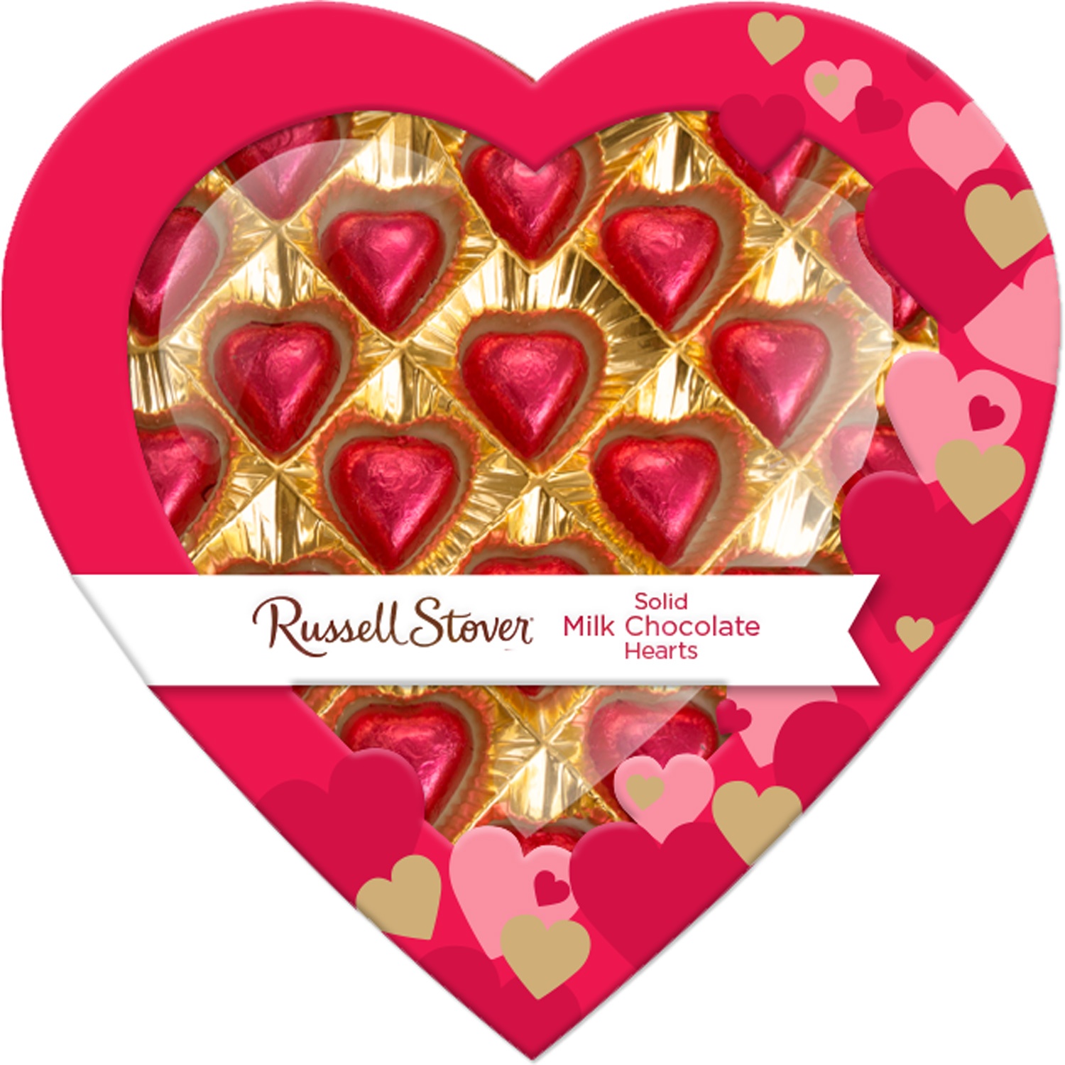 slide 1 of 1, Russell Stover Window To My Heart Solid Milk Chocolate Hearts Box, 5.6 oz