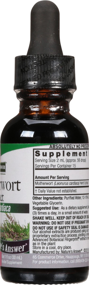 slide 4 of 9, Nature's Answer 1200 mg Motherwort Extract 1 fl oz, 1 fl oz