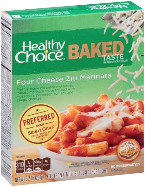 slide 1 of 1, Healthy Choice Baked Four Cheese Ziti Marinara, 9.2 oz