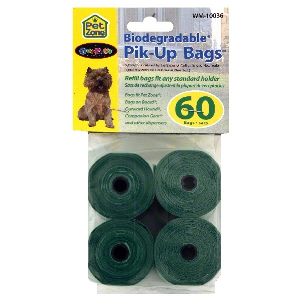 slide 1 of 1, Pet Zone Biodegradable Pik-Up Bags, 60 ct