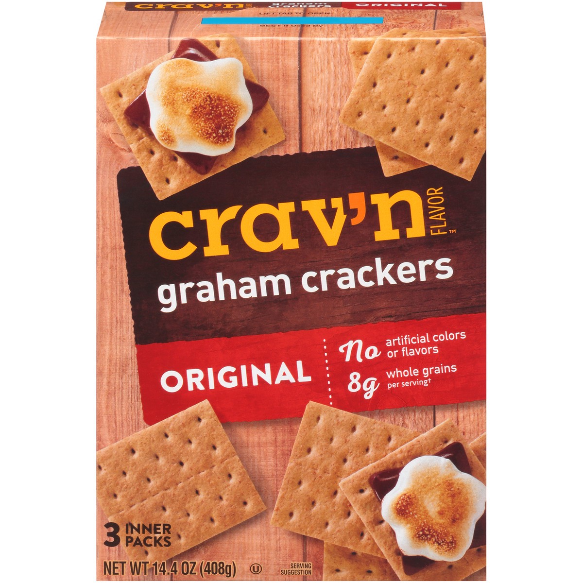 slide 1 of 9, Crav'n Flavor Graham Crackers-Crav'N Flavor, 14.4 oz
