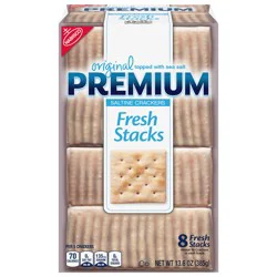 Premium Fresh Stacks Original Saltine Crackers, Travel Snacks, 13.6 oz (8 Multi Snack Packs)