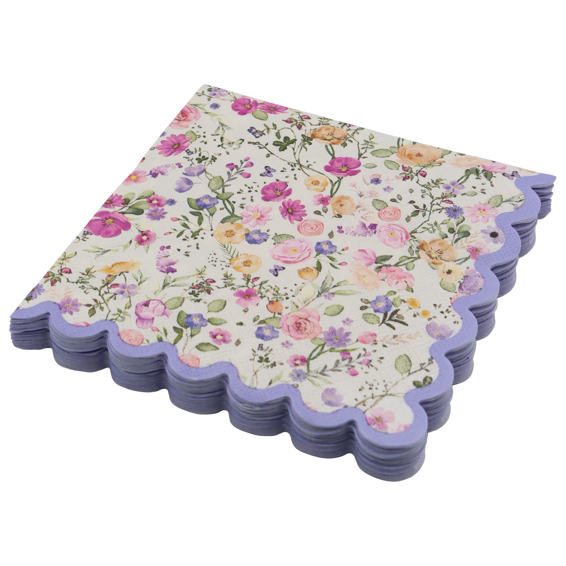 slide 3 of 3, Purple Flowers Lunch Napkins With Scalloped Edges, 20ct. By Celebrate It, 20 ct