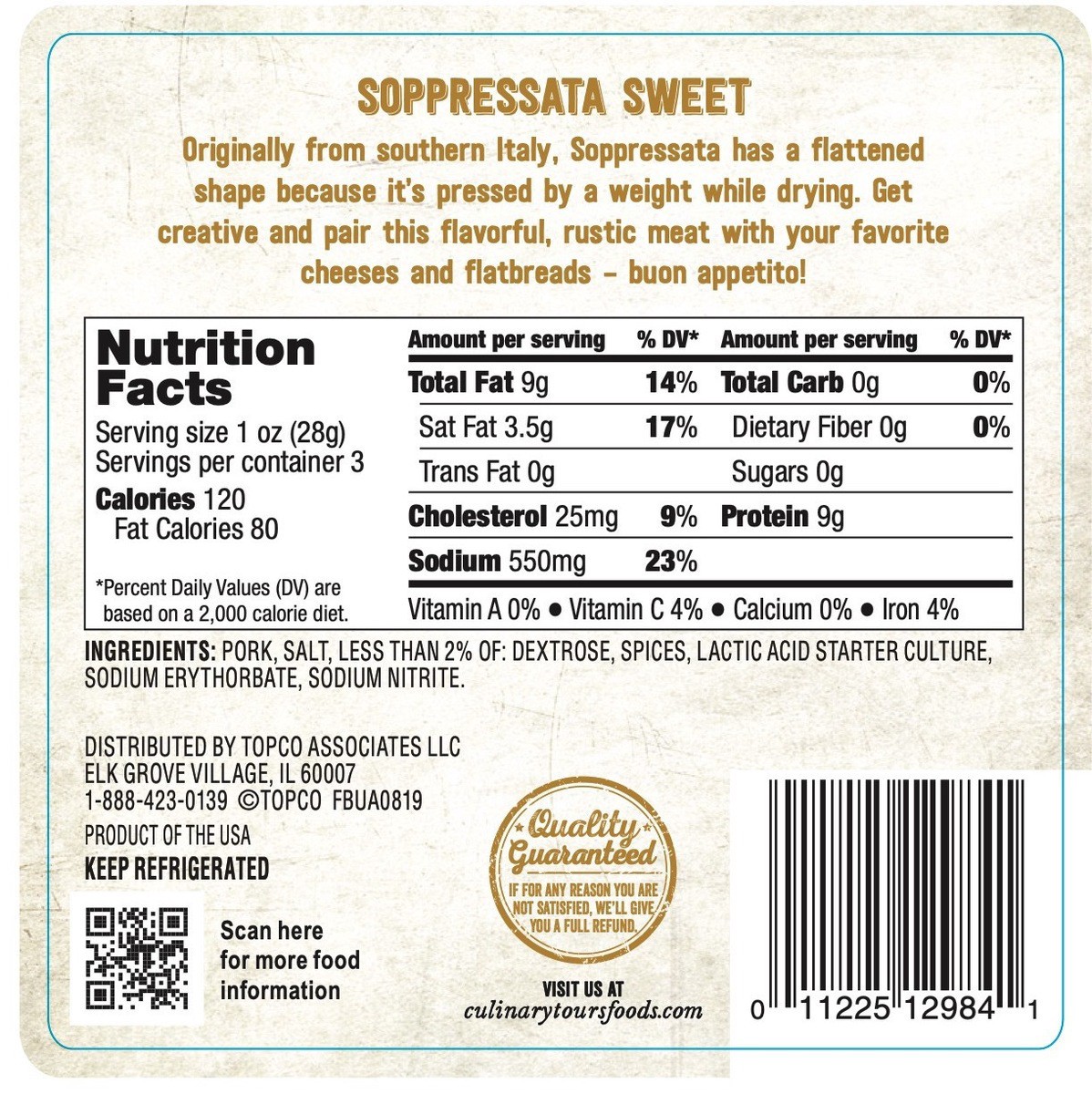 slide 9 of 15, Culinary Tours Sweet Soppressata, 3 oz