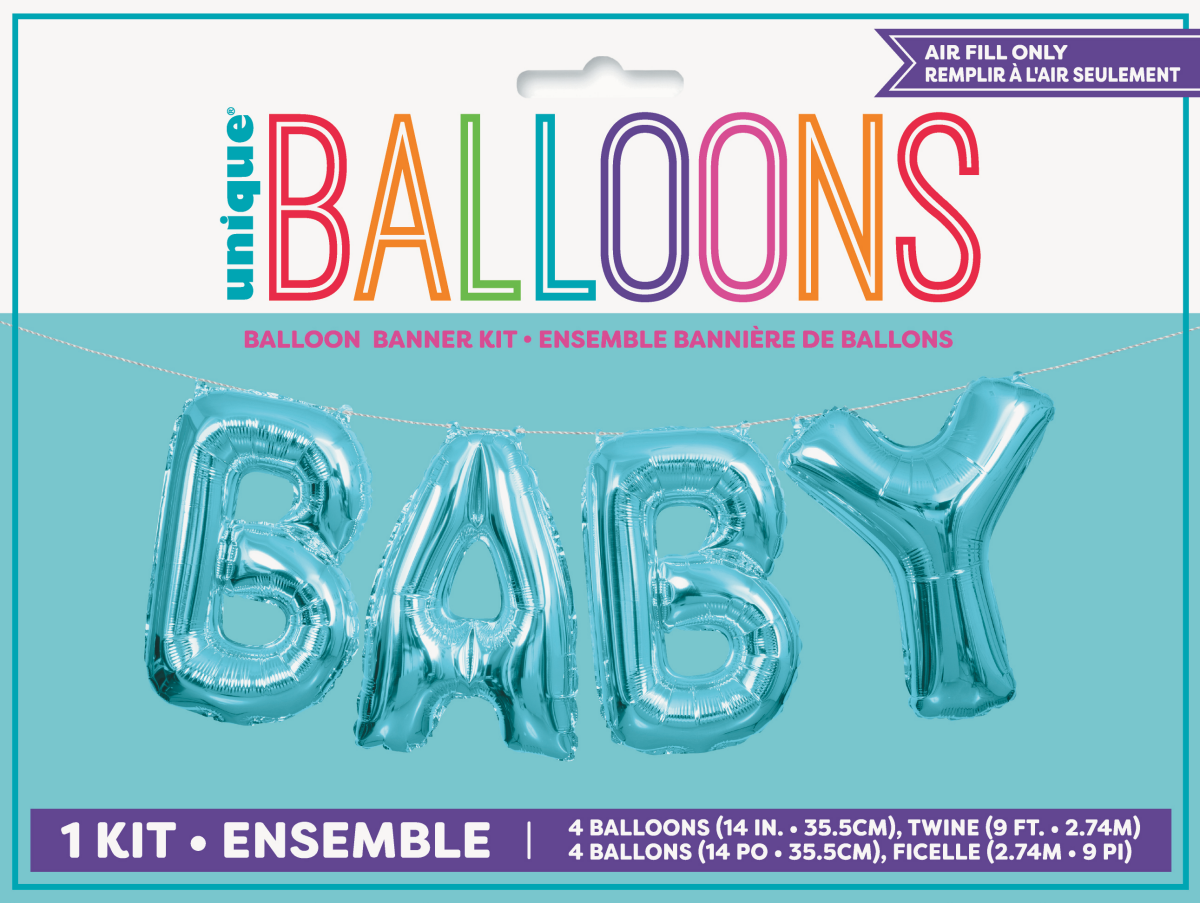 slide 1 of 1, Unique Foil Letter Banner'Baby' Blue, 1 ct